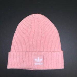 Adidas Originals Women Logo Knit Beanie Hat, Baby Pink, OS, Used Once